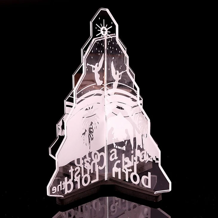 Laser Engraved Clear Acrylic Lighted Christmas Tree factory