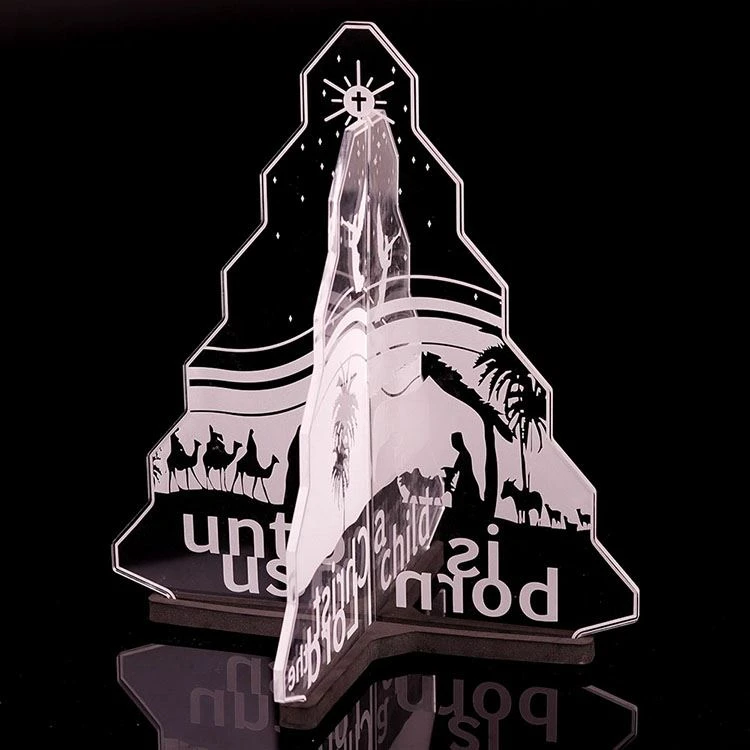 Laser Engraved Clear Acrylic Lighted Christmas Tree